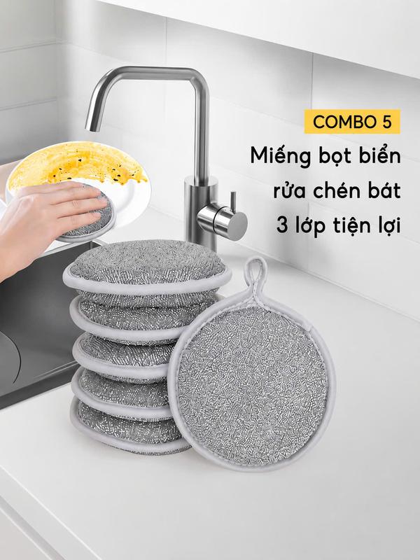COMBO 5 Miếng Bọt Biển Rửa Chén Bát 3 Lớp JYoohome Giẻ Rửa Bát Đĩa Đũa Cọ Xoong…