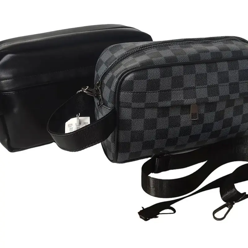 Tas Tangan Clutch Bag Pria - Pouch Kulit  - Sling Bag - Tas Selempang Pria motif kotak handbag  starboy v-polyester minimalis 1