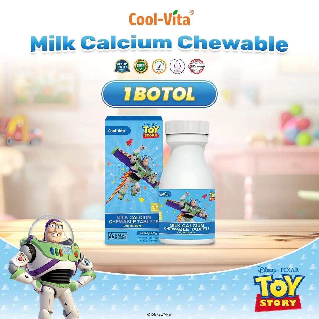 [TT] Cool-Vita - Disney Edition - 1 Botol Calsium Chewable 30 Tablet Kunyah Vitamin Tinggi Rasa Susu Bantu Tinggi dan Dukung Pertumbuhan Tulang Secara Optimal untuk Anak dan Dewasa | BPOM & HALAL
