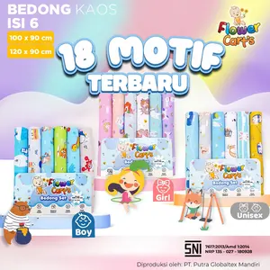 Flower Carts Bedong Print hewan lucu Boy/Girl/Unisex halus lembut 100 x 90 /6Pcs
