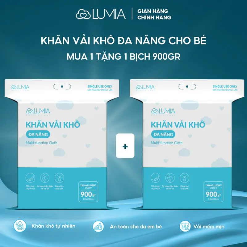 [ĐA KHO] Combo 2 Túi 900gr Khăn Vải Khô Đa Năng Cho Bé Lumia Mềm Mịn Dai Thấm Hút Tốt An Toàn Cho Bé 0