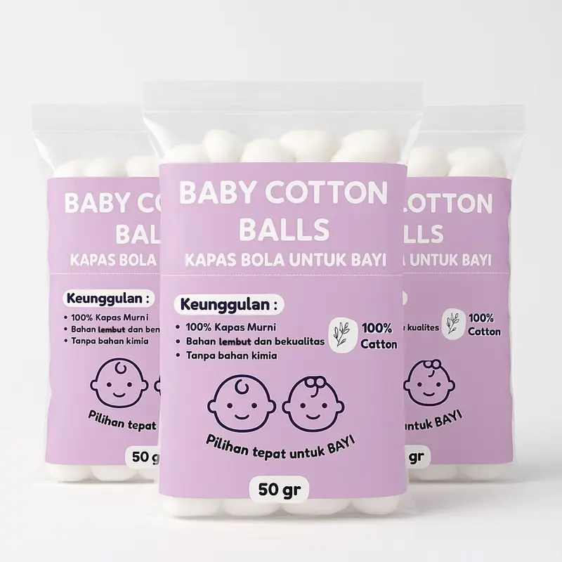 PAKET HEMAT 6 Pack  bulat | kapas bayi | bola bola kapas Merk Ungu
