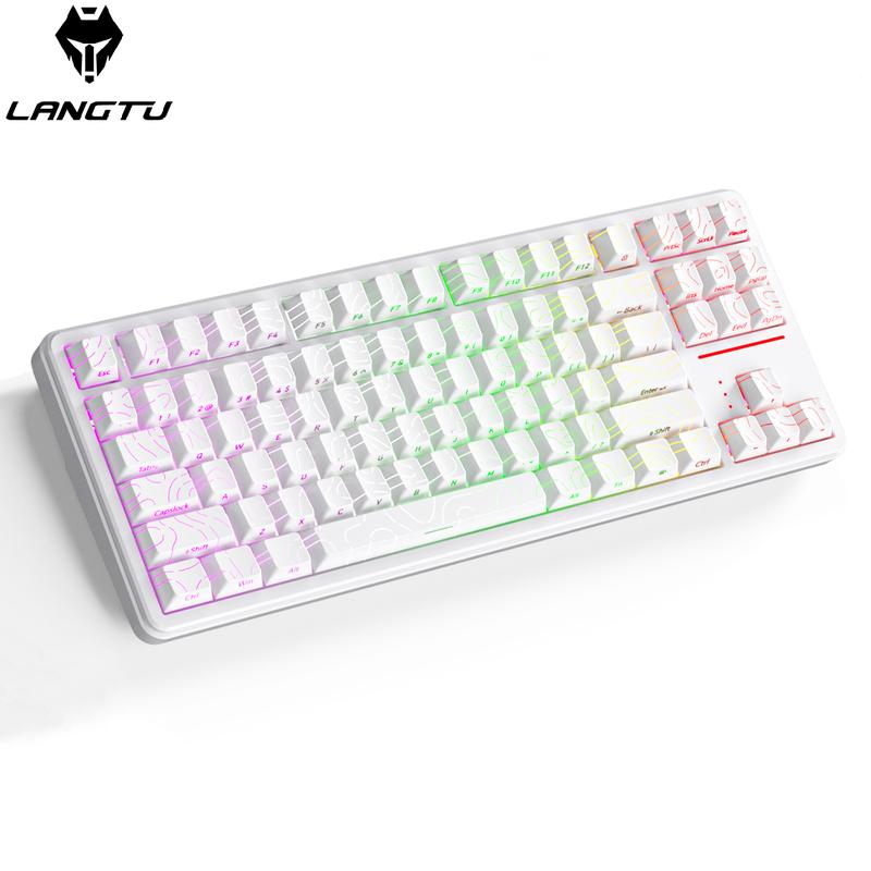 LANGTU T88 Pro Custom Mechanical Keyboard Tri Mode Wireless White Contour Lines RGB Backlit Gasket Pro 88 Keys 0