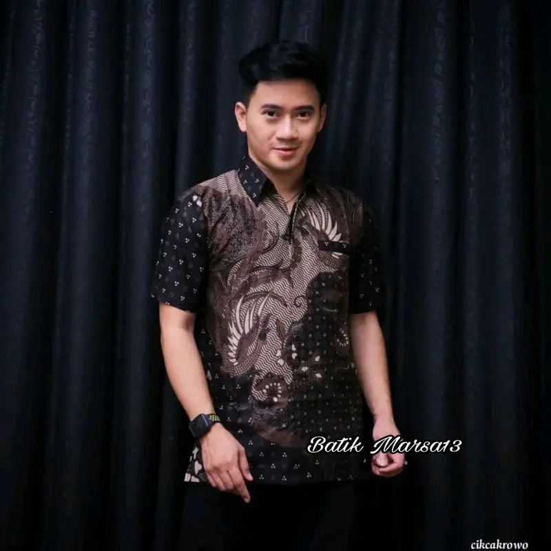 Marsa13 Baju Batik Pria Lengan Pendek Motif Pedro Terbaru Hem Batik 1