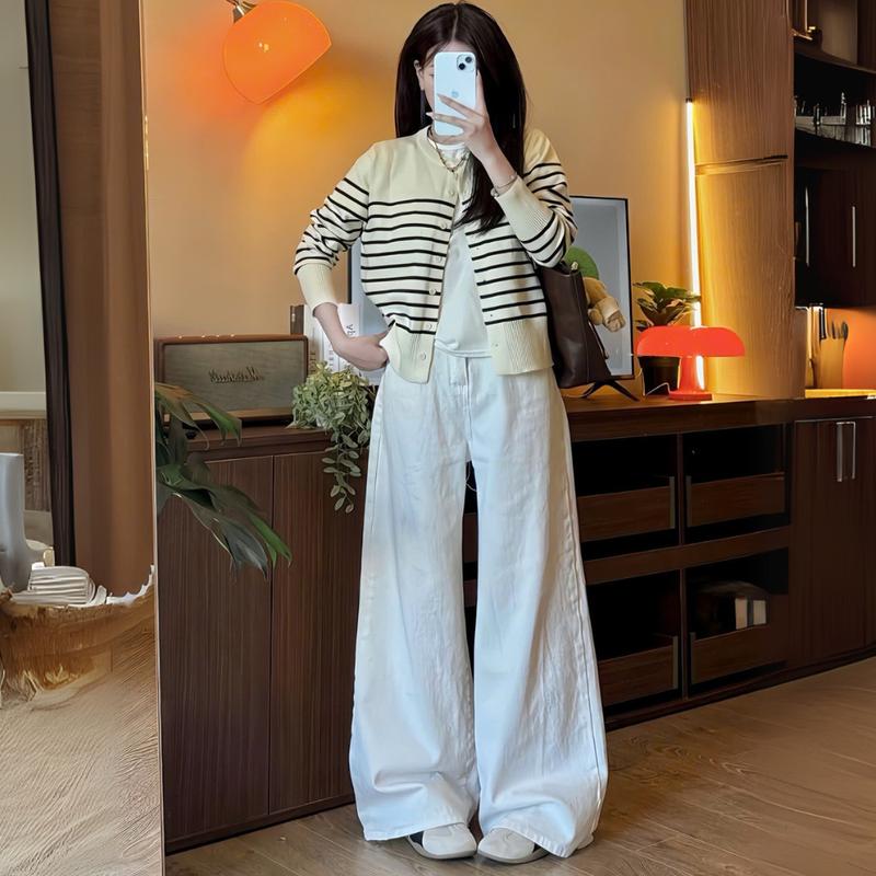 MIAA Quần Jean Trắng Nữ Cạp Cao Ống Suông Rộng 30-33cm Chất Vải Jeans Mềm Quần Bò Ống Rộng Nữ Trắng Đủ Size XS_XL Mã J09 | BigBuy360 - bigbuy360.vn