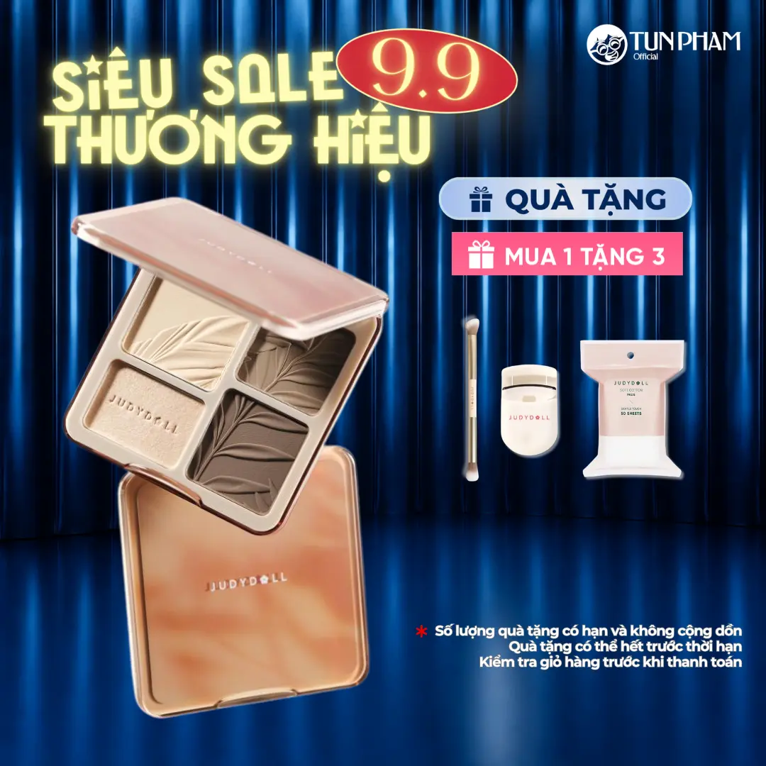 Bảng Phấn Tạo Khối Bắt Sáng 4 Ô JUDYDOLL Highlight & Contour Palette Mỏng Mịn Dễ tán Chuẩn màu 3D Lâu trôi 9g