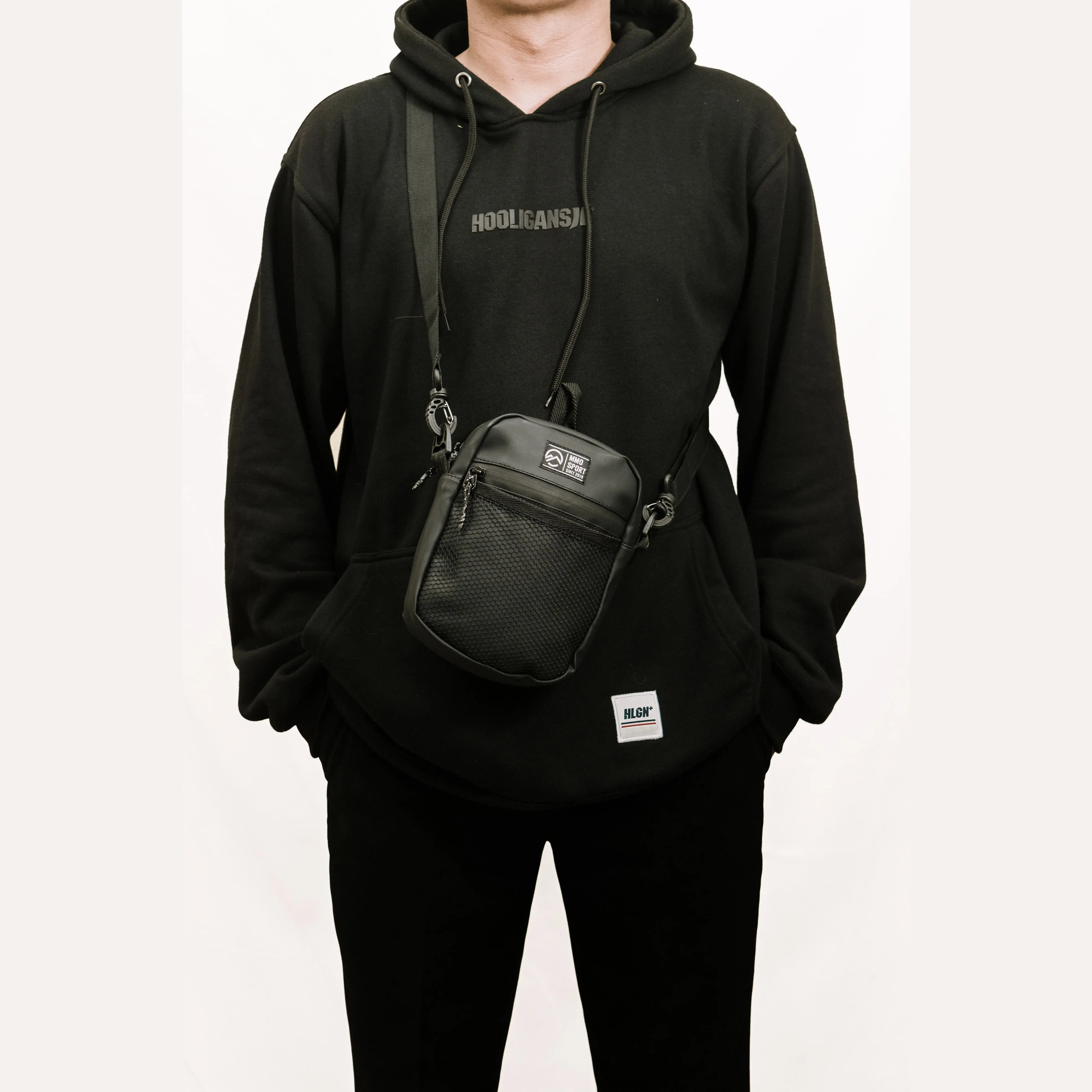 Mmosport Net Bag Tas Selempang Pria Hitam Slingbag Cowok