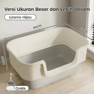 Kucing Litter Box Ruang yang sangat besar Cat Toilet Tempat Bak Pasir Kucing Tempat Pup Free Sekop