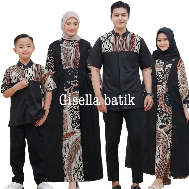 COUPLE KELUARGA GAMIS DAN KEMEJA BATIK GAMIS ANAK DAN KEMEJA ANAK UKURAN XS S M L XL XXL LD 120 130 140 150 CM Muslim Dress Lebaran Panjang Mewah Ceruty 0