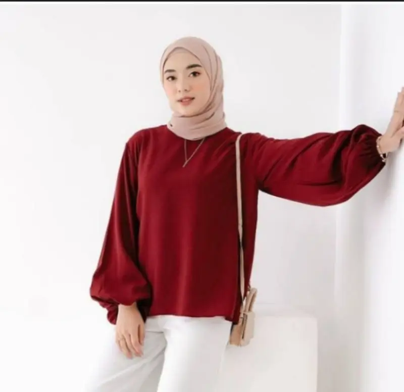 Kamiya Blouse/atasan wanita/atasan blouse/baju blouse/atasan terbaru/atasan cringkle/atasan tangan balon/atasan terkini/baju wanita terbaru 0