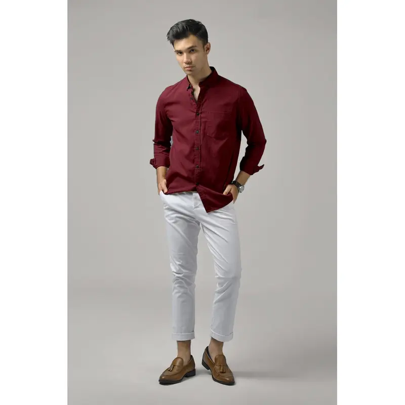 Ans Store Kemeja Polos Pria Lengan Panjang Kemeja Marun Pria Kemeja Pria Casual Distro Premium Quality Slimfit Dewasa kasual White atletis ukuran l unsisex xl z6 1