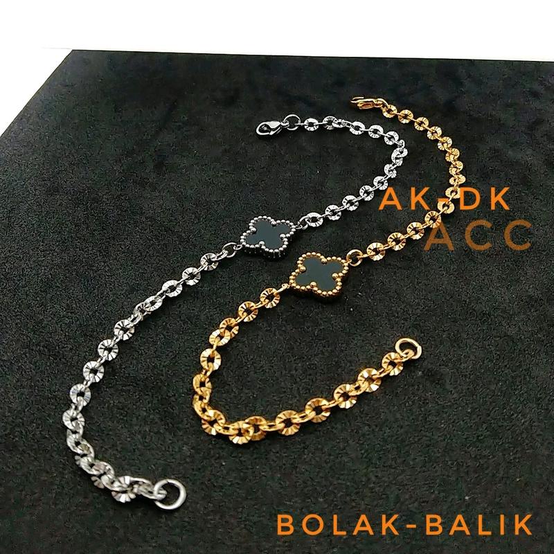 Gelang CLOVER Bolak-balik titanium wanita Bracelets Bangle 3