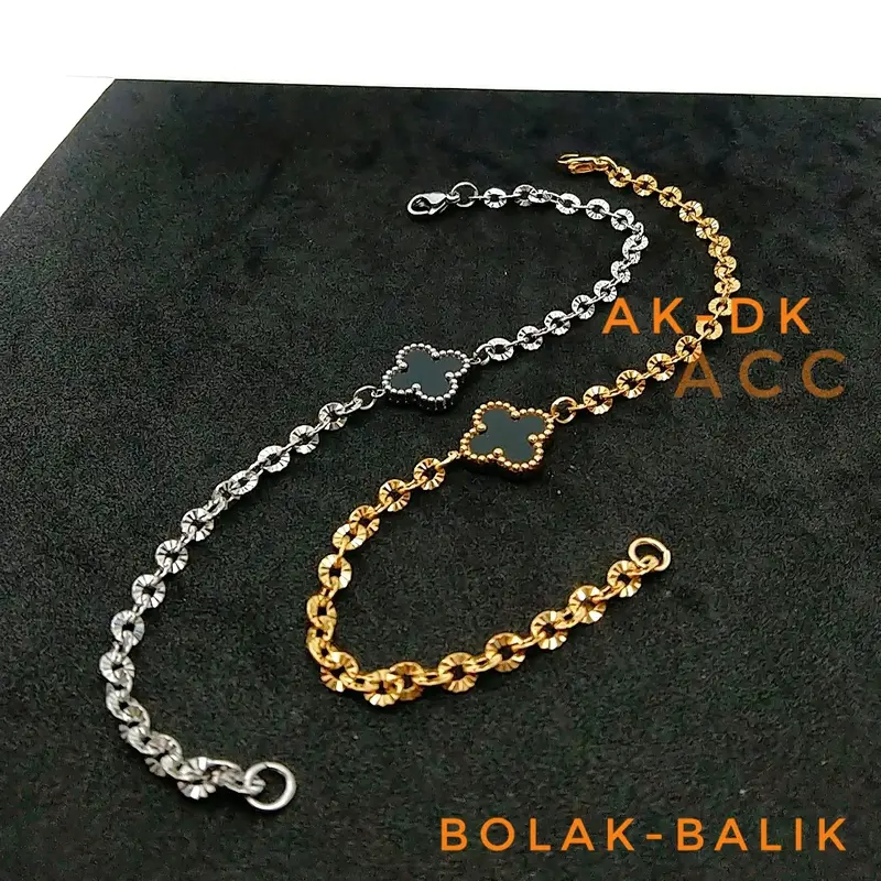 Gelang CLOVER Bolak-balik titanium wanita Bracelets Bangle 3