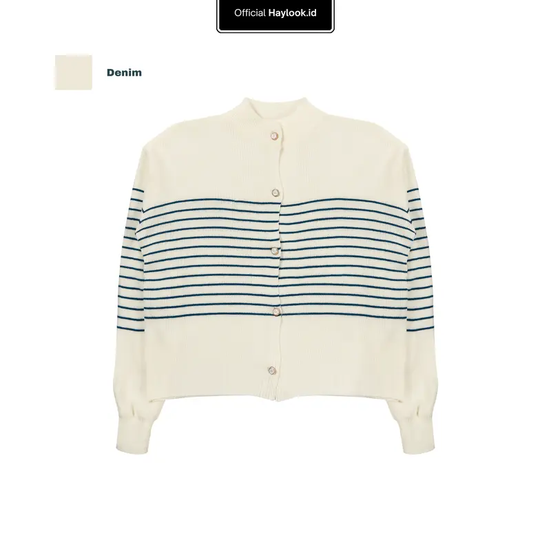 Haylook.id Millie Cardy Strip - Basic Cardigan Top Outer Wanita Knitwear - atasan kardigan Baju  Tangan Panjang 4