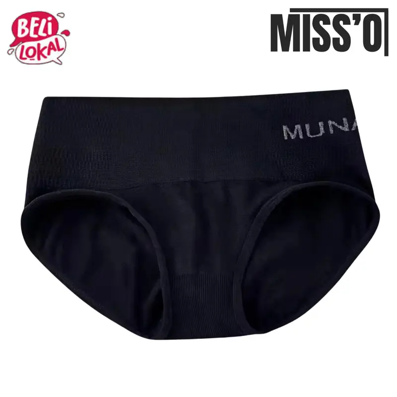 Misso Kode CD035 Celana Dalam Wanita Waist  Underware Premium Spandex Motif Polos High Boxer Hitam Pendek Dewasa Korset Cewek 0