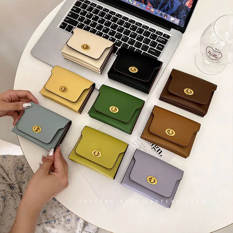 ELSA Dompet lipat modis warna permen Polos untuk wanita Dompet Kartu desainer mewah Wadah/Dompet KoinC368-2 dompet  wanita murah dompet dompet  lucu 3