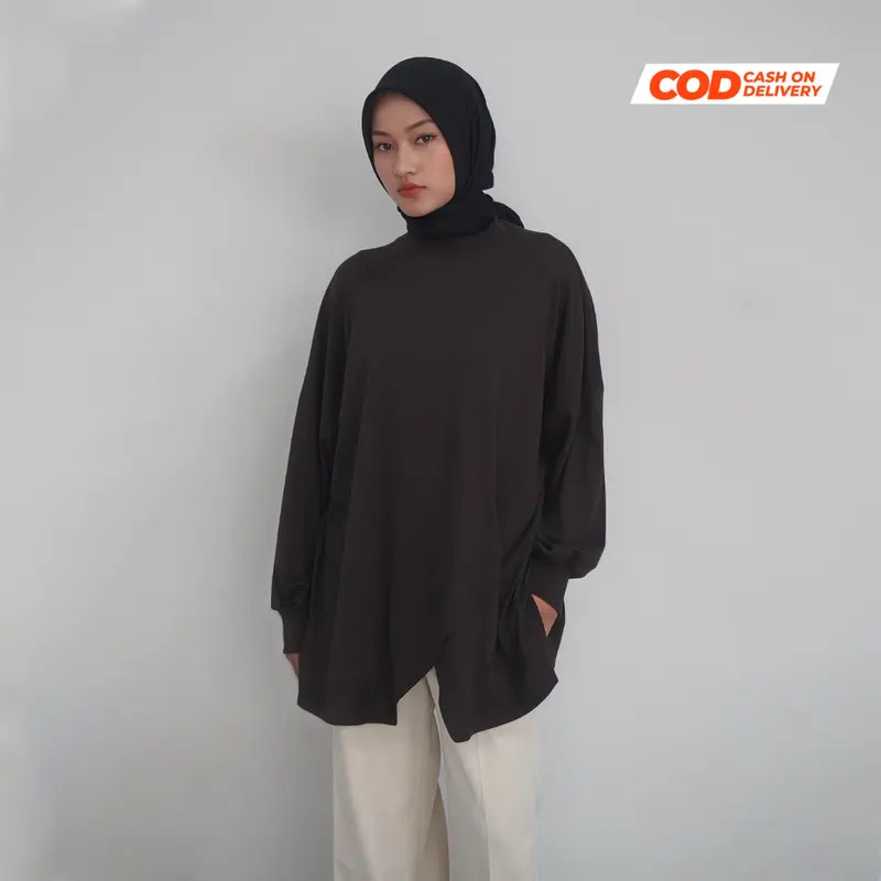 Outfidence - Rumi Top Atasan Kaos Lengan Panjang Cotton Combed 100% Basic Muslim Wanita Nyaman 2