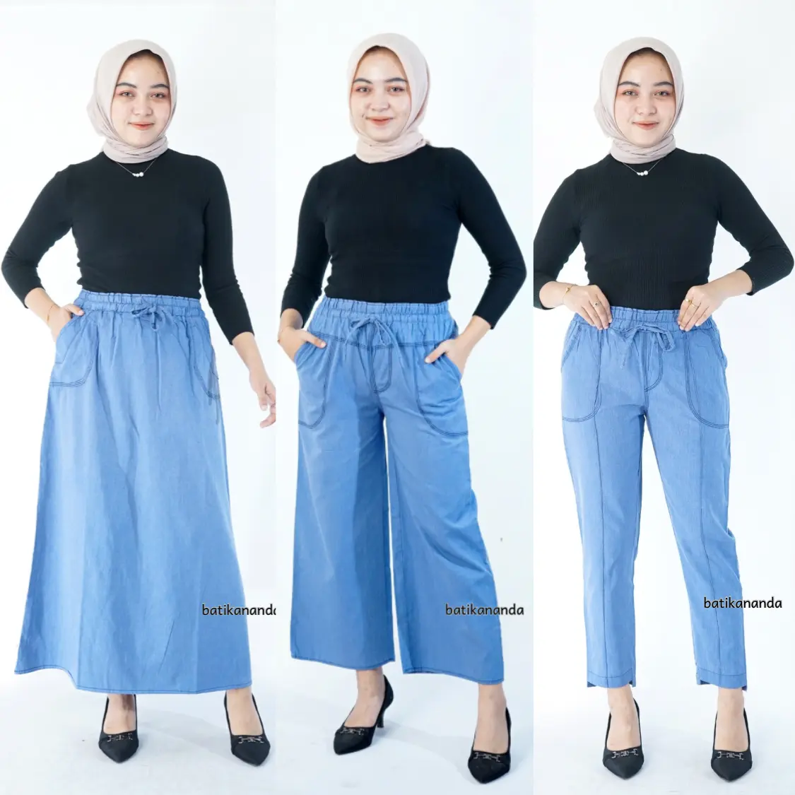CELANA WANITA 100 RB DAPAT 3 PCS - CELANA JEANS 100 RIBU 3 PCS - CELANA WANITA GROSIR Denim Panjang
