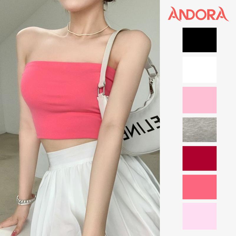 [7 Màu] Áo ống quây (không mút) crt Freesize chất vải thun gân borip 100% cotton, kiểu áo croptop ôm body không dây đủ màu Hồng Nhạt/Hồng Neon/Trắng/Đen/Đỏ/Xám Tiêu/Lavender Pastel mặc siêu mát AC101 | Andora Lady | Hot Trend | Xu Hướng Mới Nhất Voan nữ