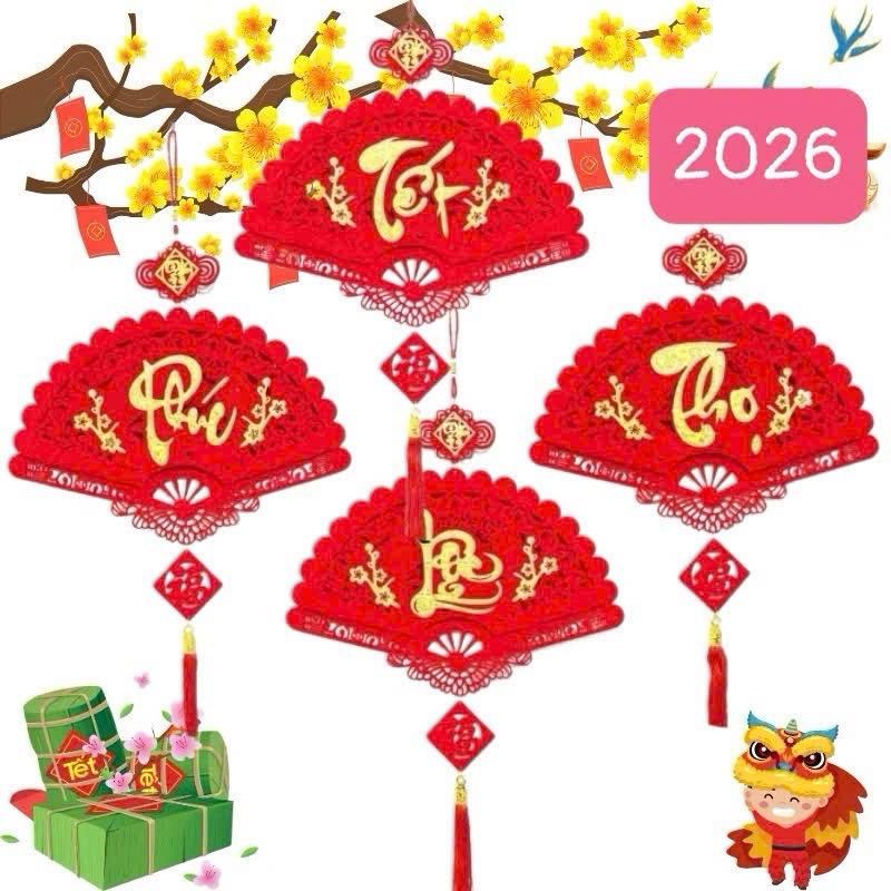 Tặng Móc Treo Khánh Quạt Nhung Phúc Lộc Thọ Tết Chất Liệu Nỉ Nhung 3D Tặng Kèm Móc Dán Hàng Size To 78x45 .Khánh Nhung Treo Tết Decor Siêu Đẹp.Phụ Kiện Trang Trí Tết