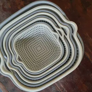 YAWANG - Set Keranjang Tiris & Baskom Serbaguna 8 in 1 Plastik PP Food Grade Dapur Sayur Buah Gagang Ergonomis Bebas BPA