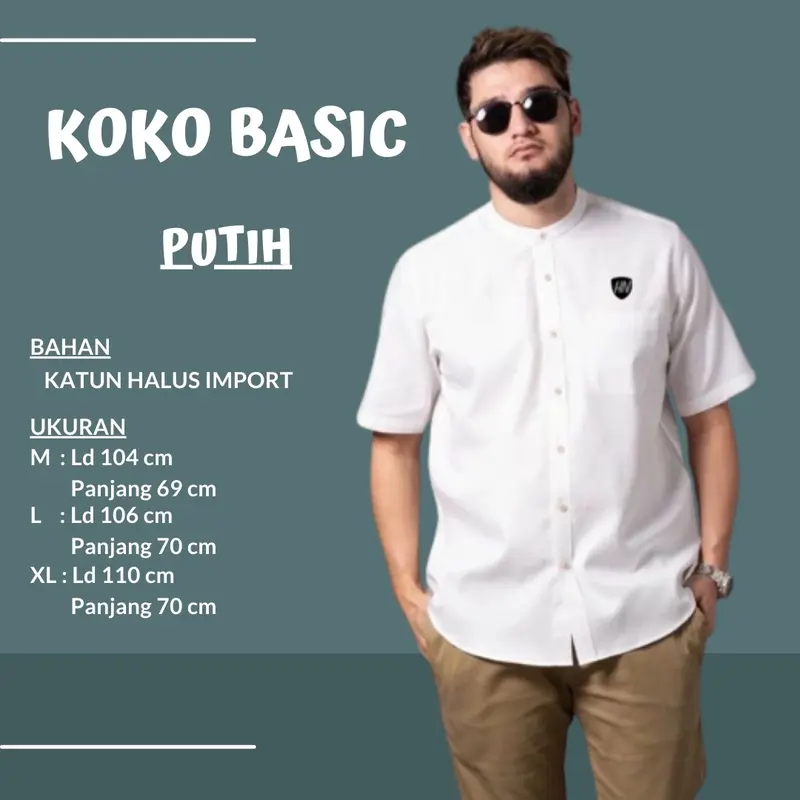 RABW - BAJU KOKO KURTA Pria POLOS KAIN KATUN KEMEJA KOKO DEWASA LENGAN PENDEK PREMIUM TERBARU Muslim 1