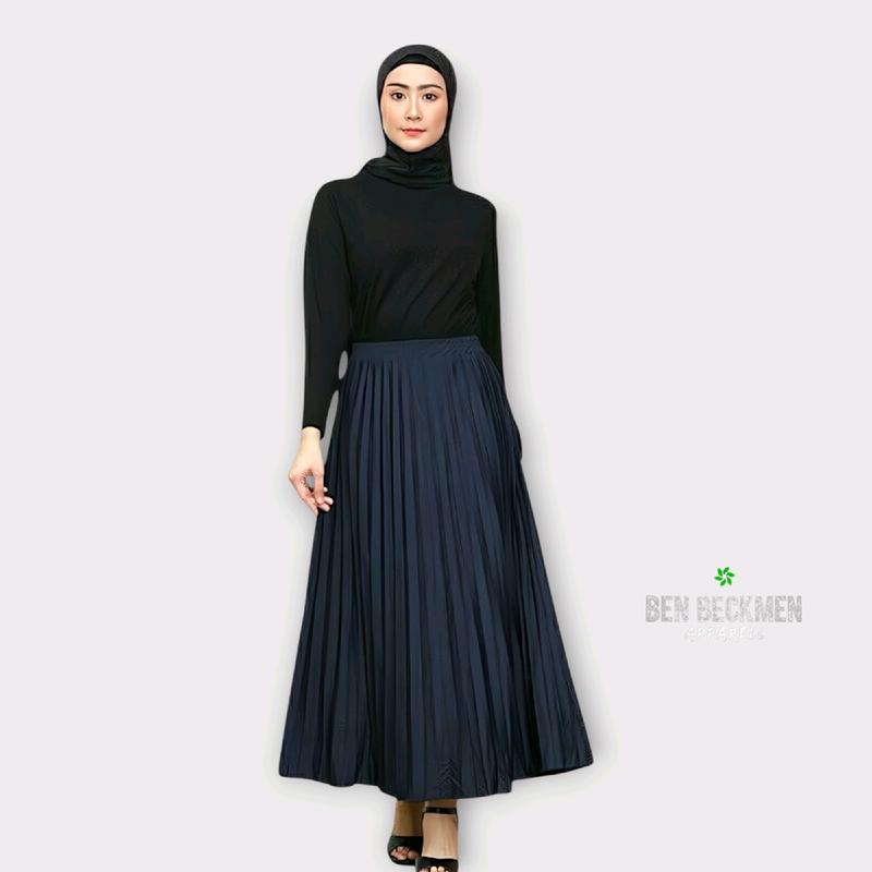 rok plisket wanita premium Cosebho Import Tebal, Halus, Adem Original Bacis Ben beckman rok wanita model 2025 Putih Basic Muslim Kerja outfit hijab 4