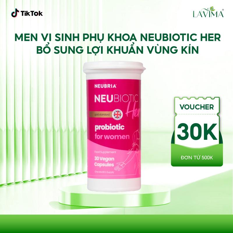 TPBVSK Men Vi Sinh Phụ Khoa Neubiotic Her, Viên Uống Phụ Khoa Chứa 25 Tỷ Lợi Khuẩn, Nhập Khẩu Anh Quốc, Hộp 30 Viên