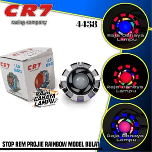Lampu Stop Projie 2 Inch Rainbow CR7 Stop Rem Projie LED 2 Mode Bulat Universal Red Car