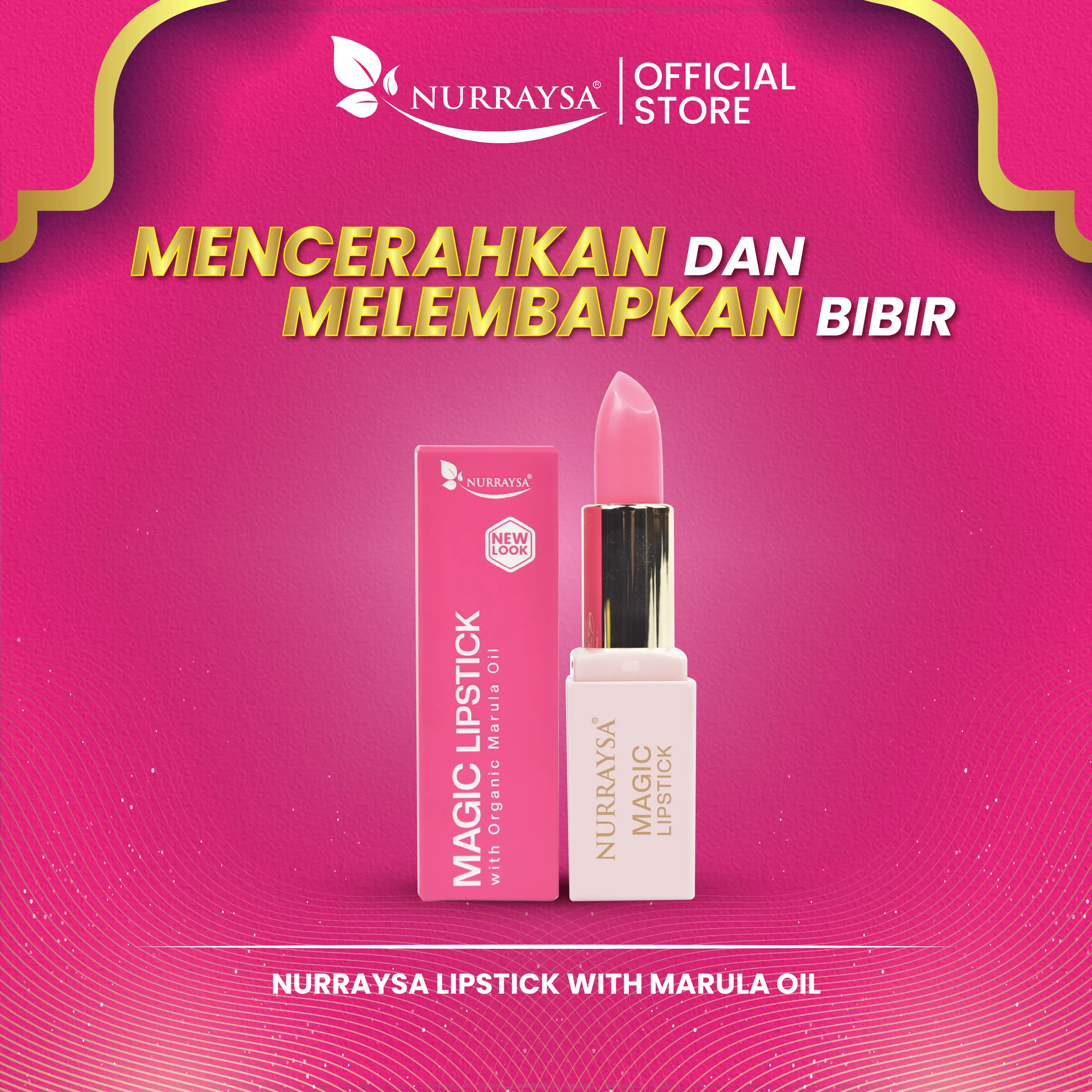 NURRAYSA Lipstick with Marula Oil New Look | Lipstick mencerahkan dan melembapkan menyegarkan nyaman dan tidak melekit tanpa paraben plumbum sesuai untuk semua jenis kulit  mudah dicuci mesra wuduk dan halal warna tahan lama multifungsi blusher eyeshadow
