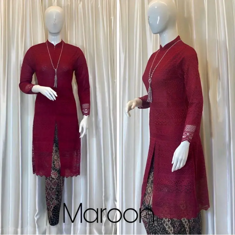 Atasan Kebaya Tunik Brokat Modern Baju Kondangan Panjang Brukat Malika 2