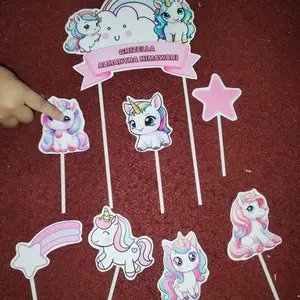 Topper cake unicorn custom nama hiasan kue & buket