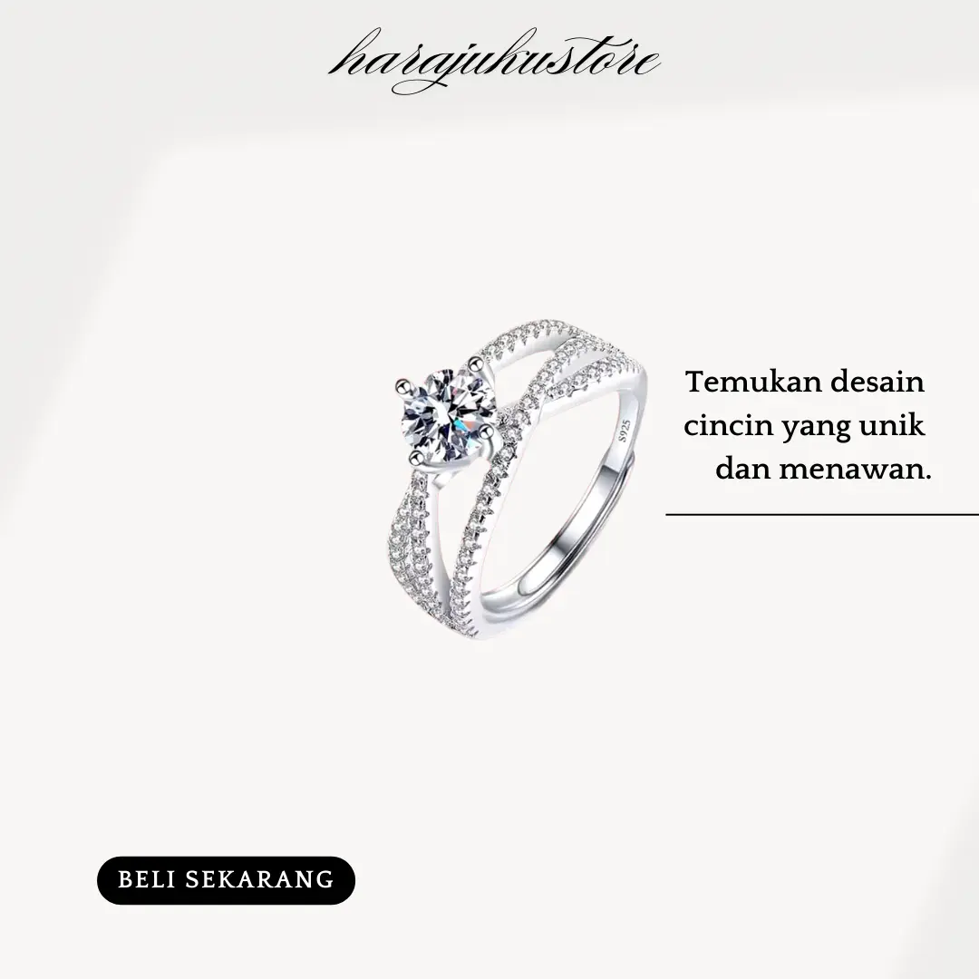 HARAJUKU cincin wanita moissanite korean style adjustable HIGH PREMIUM/ANTI KARAT (BISA COD)