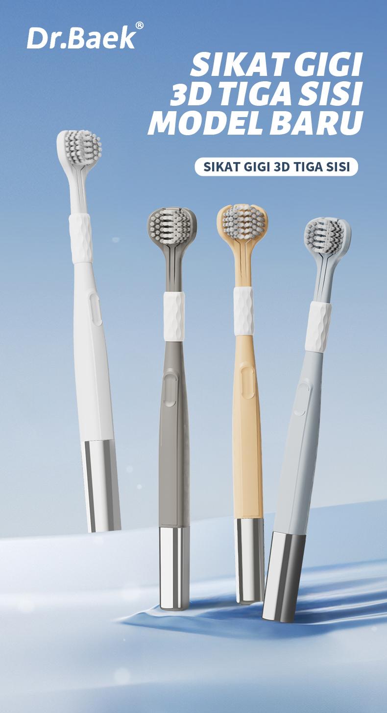 Dr.Baek Sikat Gigi Premium 3D Tiga Sisi Model Baru dengan Pasta Gigi Arang Aktif Pembersihan Efisien Bulu Spiral Lembut dan Elastis Terinspirasi Kemewahan Mulut  Pasta gigi arang aktif Sikat Gigi Dewasa