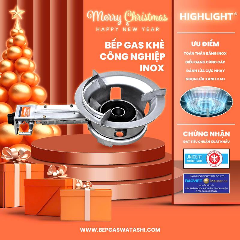  BẾP GAS CÔNG NGHIỆP INOX LỬA XANH TIẾT KIỆM 30% GAS + KÈM THEO CẢ DÂY VÀ VAN WATASHI 
