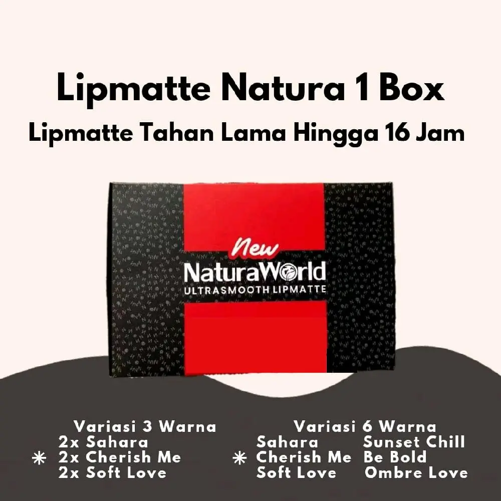 Lipmatte Natura Kemasan 1 Box - Lipmatte Awet - Tahan Lama Hingga 16 Jam -  Waterproof