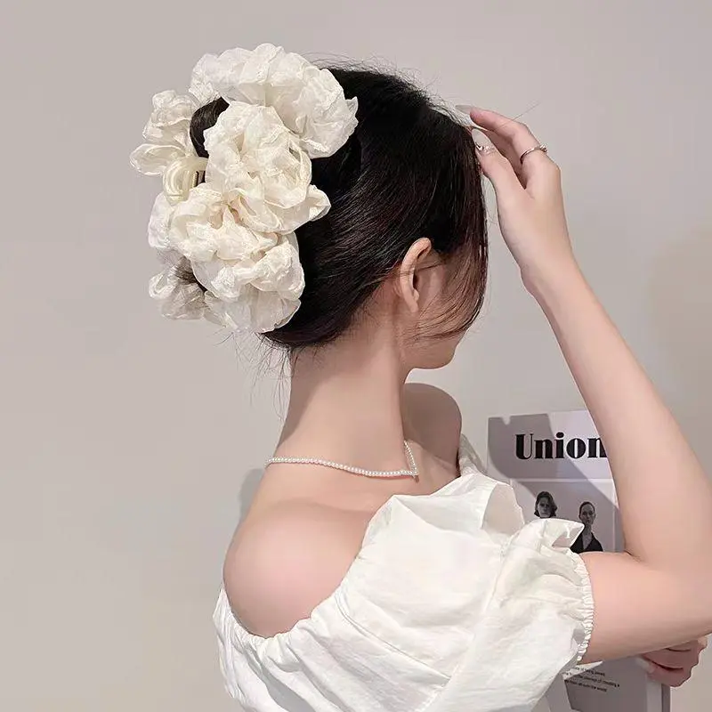 Kẹp Cá Mập Vải Tuyn Lớn, OCKIS, Mềm Mại, Bồng Bềnh Và Tuyệt Vời, [Thanh Toán Khi Nhận Hàng] Kích thước lớn, phong cách Ngọt Ngào và tươi mới, thanh lịch, để tăng độ phồng tóc Làm cho đầu của bạn trông nhỏ hơn và tóc trông đầy hơn! 6