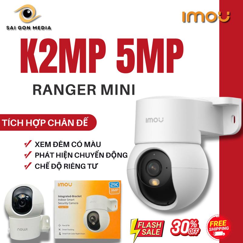 Camera Wifi IMOU Trong Nhà Ranger Mini K2MP-3MP 5MP Ống Kính 3.6mm Góc Nhìn 73° Chống Ngược Sáng HDR Tầm Nhìn Ban Đêm 10m Hỗ Trợ Đàm Thoại 2 Chiều