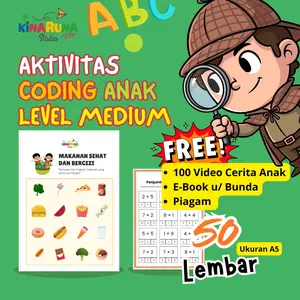 Level Medium Kinaruna Studio Happy Coding & Belajar Coding Anak Aktivitas Coding Anak 50 lembar.