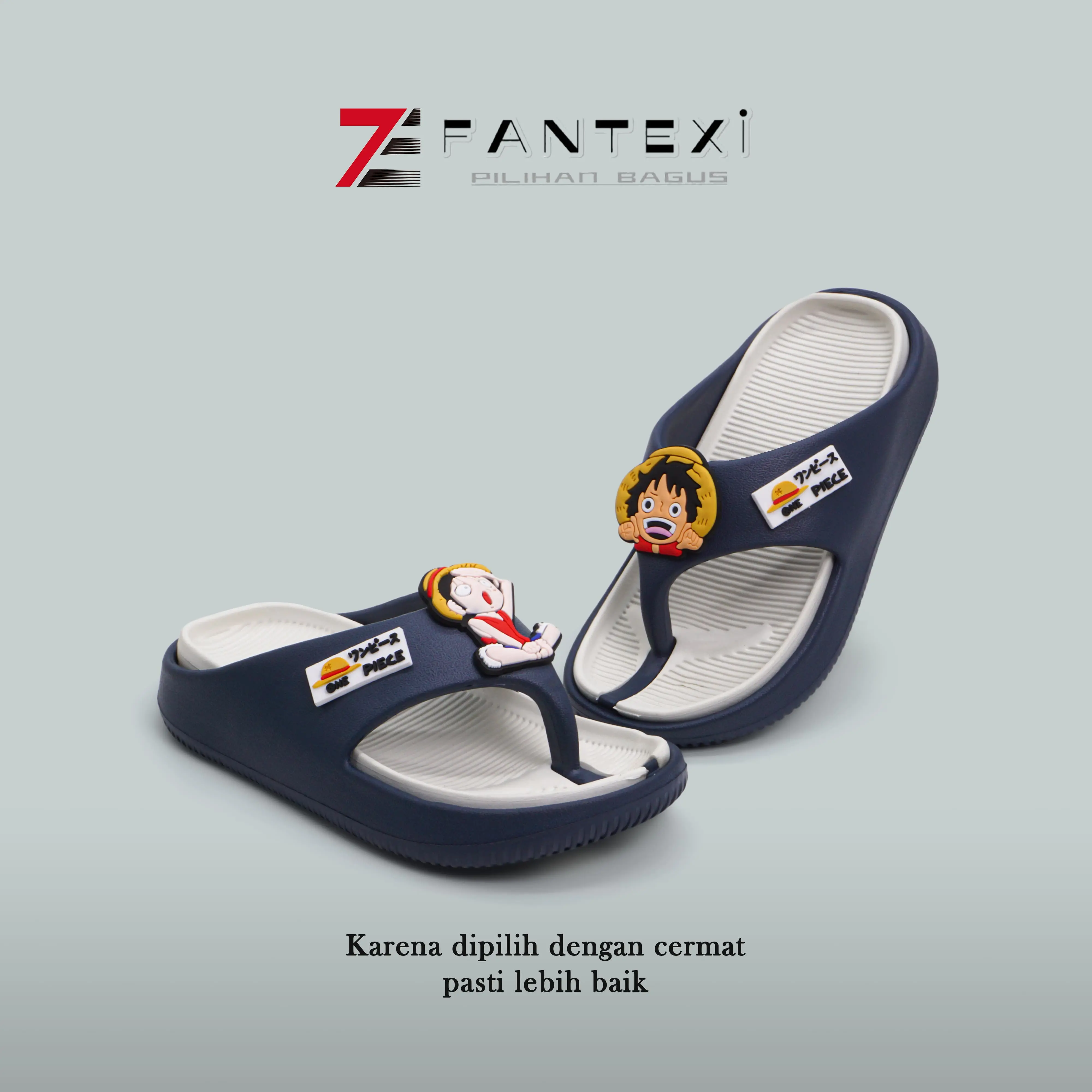 Sandal Jepit Anak Anak Terbaru Bahan Karet Gambar kartun One Piece