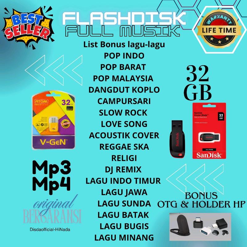 Flashdisk Music MP3 MP4/V-gen 32 GB / Bisa untuk Mobil / TV / Speaker aktif - Bonus OTG dan Stand Hp Storage 1
