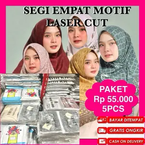 5 & 10 POUCH  SEGI EMPAT VOAL KATUN OSKARA  MOTIF LASER CUT PACKING POUCH PRINTING ORI AZARA SUPERFASHION