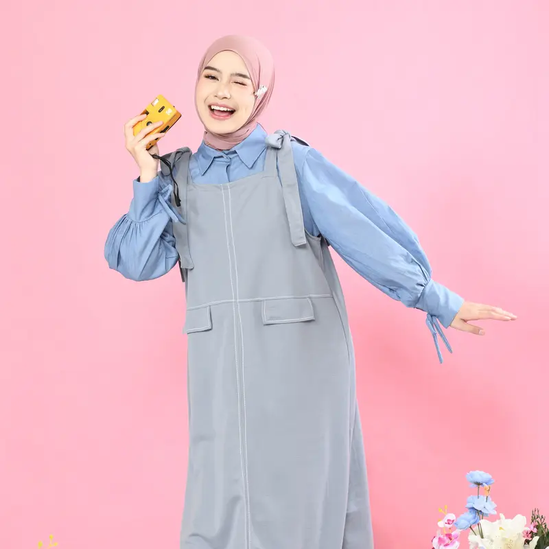Mybamus Gaby Overall Dress Panjang Jumpsuit Wanita Korean Style Baju Gamis 2