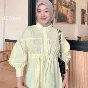 A3 STORE - Riana Kerut Perut - Kemeja Kerut Perut Lengan Panjang