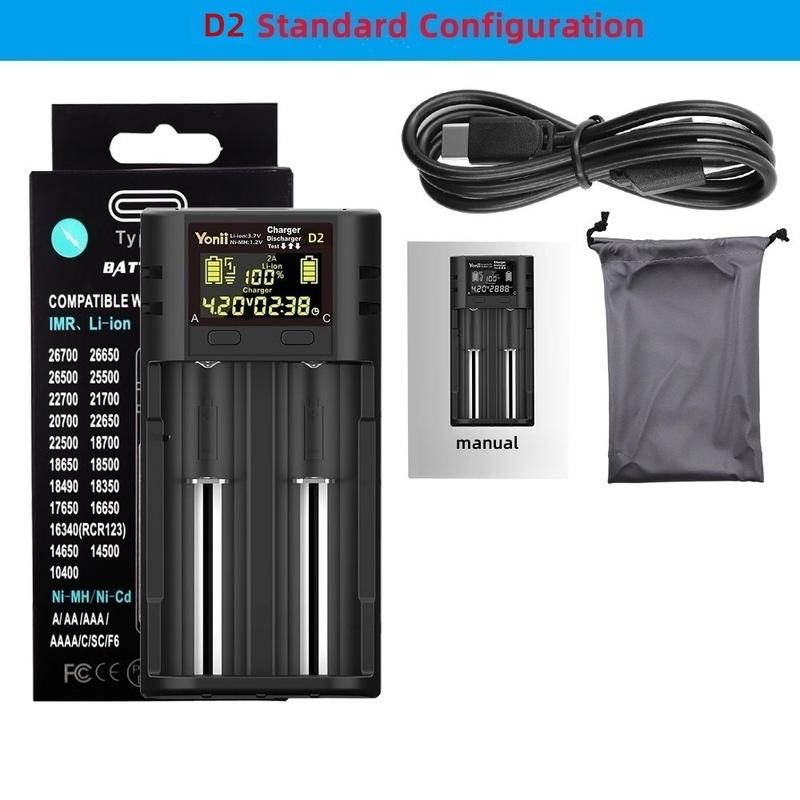 Product Introduction of LCD Battery Smart Charger  Dual For 18650 3.7V Rechargeable Lithium Battery For 1.2V NI-MH AA / AAA Battery Type c charger 20