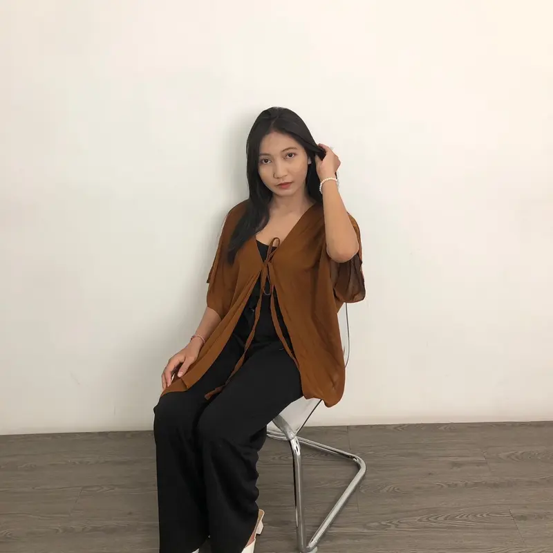 Nina outer batwing big size  Cardigan Panjang Wanita Kardigan Casual Katun Oversize Basic Atasan  Nyaman 6
