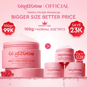 【Jumbo 100g】Glad2Glow Moisturizer Pomegranate Niacinamide tone cream wajah 100g- Pelembab Mencerahkan Instan&Meratakan Warna Kulit pelembab mencerahkan | day cream mencerahkan wajah moisturizer panthenol pelembab wajah kering dan kusam moisturizing