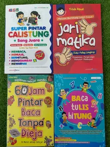 PAKET 4 BUKU SUPER PINTAR CALISTUNG, JARIMATIKA,  BUKU 60 JAM PINTAR BACA TANPA MENGEJA DAN BACA TULIS HITUNG