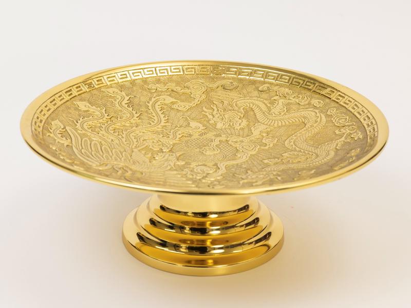  Dĩa Trái Cây Rồng Phụng  Cao 11.5cm x Rộng 31cm   Nặng 2kg  Bằng Đồng dùng Trong Thờ Cúng Thương Hiệu Thuận Phát Bảo Hành 5 Năm 