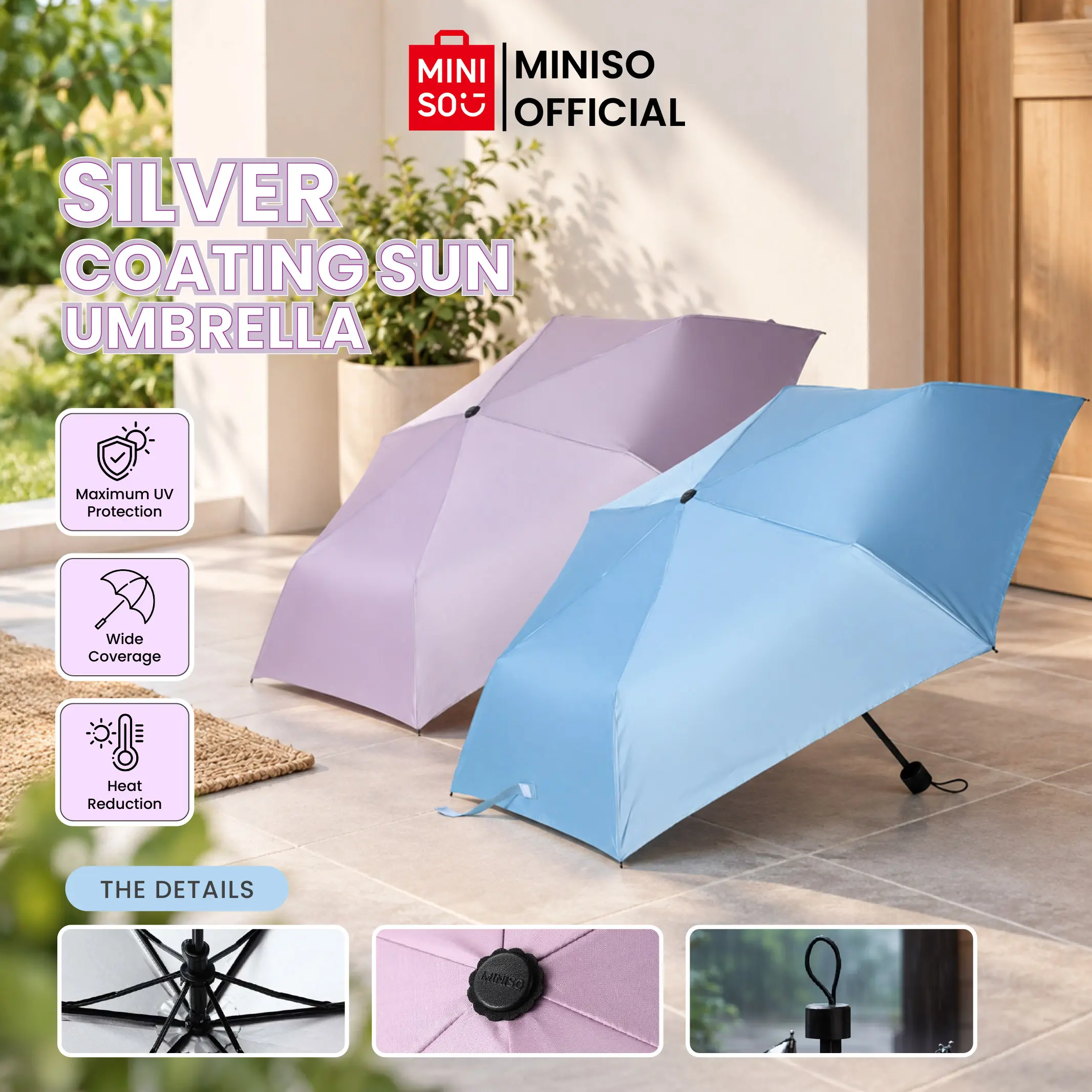 [SPECIAL CREATOR] MINISO Payung Lipat 3 Anti UV Protection Outdoor Payung Saku Portable Panas Hujan Anak Perempuan Dewasa
